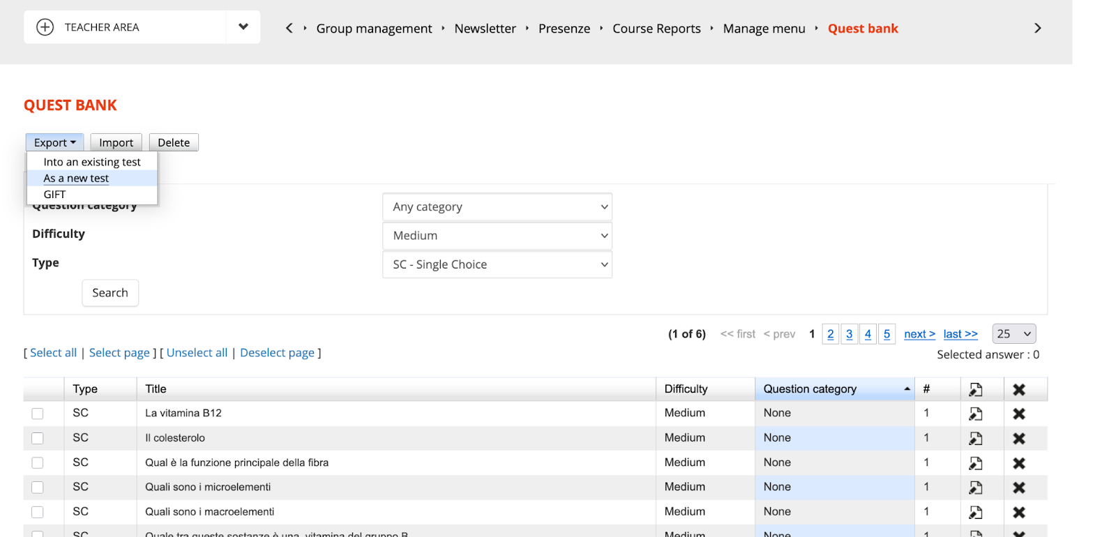 Create new test option